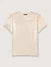 Maje Womens Short-sleeved Metallic Stretch-jersey T-shirt In Dore