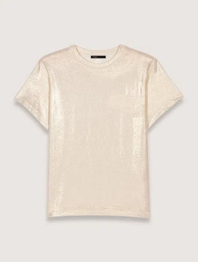Maje Womens Short-sleeved Metallic Stretch-jersey T-shirt In Dore