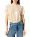 Maje Womens Short-sleeved Metallic Stretch-jersey T-shirt In Gold