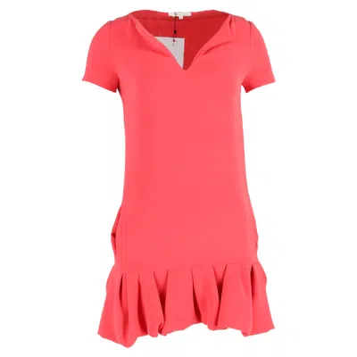 Maje Landrade Ruffled Mini Dress In Coral Acetate In Orange