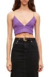 Maje Lapraia Crop Chain Strap Camisole In Purple
