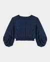Maje Lapri Voluminous Cropped Blouse In Navy