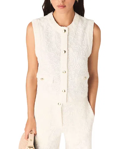 Maje Laros Floral Guipure Lace Waistcoat In White