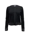 Maje Lasercut Cardigan In Black Viscose In Black