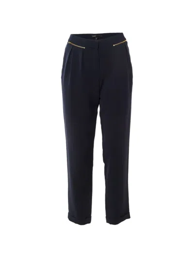 Pre-owned Maje Laurent Pleated Straight-leg Trousers In Blue