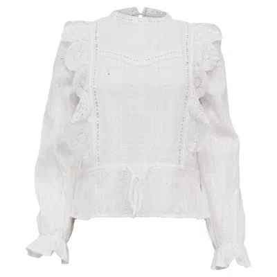 Pre-owned Maje Laviane Victorian Lace Top In White Cotton