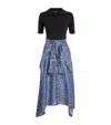 Maje Layered-effect Patterned Dress In Blue
