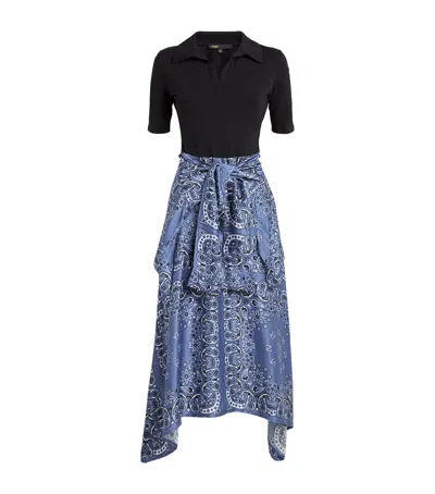 MAJE LAYERED BANDANA PRINT MIDI DRESS