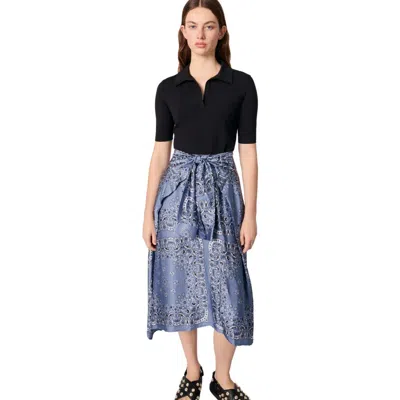 MAJE MAJE LAYERED-EFFECT PATTERNED DRESS