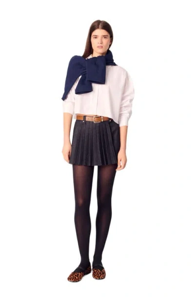 Maje Layered-effect Pleated Denim Shorts In Black
