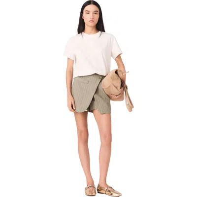 Maje Layered Linen Blend Shorts In Brown