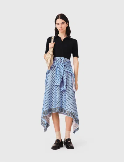 Maje Layered-effect Scarf Skirt Dress In Multi