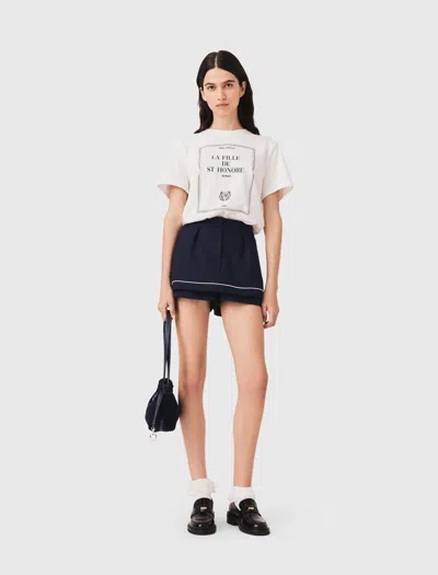 Maje Layered-effect Suit Shorts In Blue