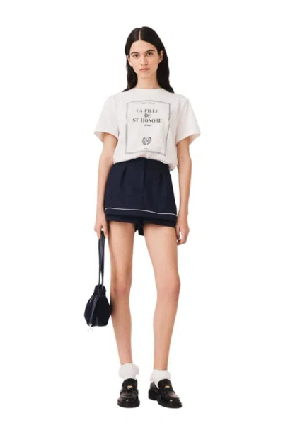 Maje Layered-effect Suit Shorts In Navy