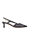 Maje Leather And Mesh Slingbacks In Black