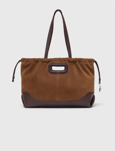 Maje Leather And Suede Milpli Tote Bag In Multi