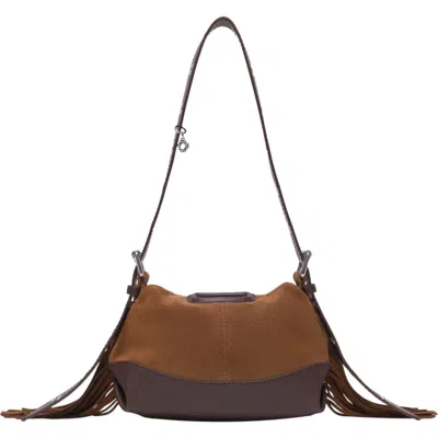 Maje Leather And Suede Miss M Mini Bag In Brown