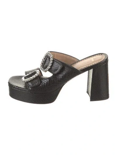 Pre-owned Maje Leather Animal Print Sandals In Black
