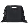 Maje Smooth Leather M Bag With Fringing In Black