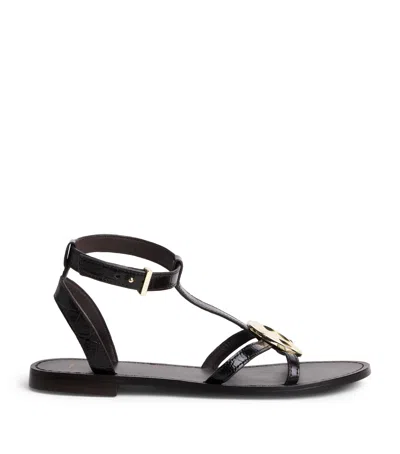 Maje Leather Band Sandals In Black