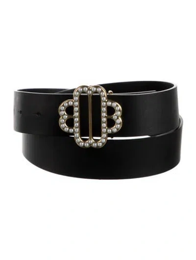 Pre-owned Maje Leather Beaded Accents Belt In Black