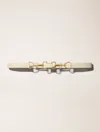 Maje Leather Belt With Horse Bit Buckle In Ecru