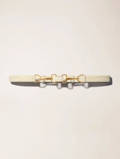 Maje Leather Belt With Horse Bit Buckle In Ecru