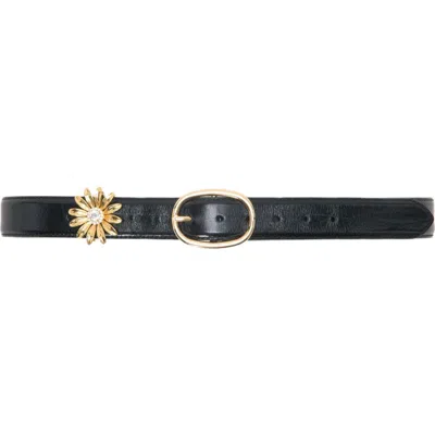 Maje Leather Belt With Removable Jewel In Neutral