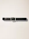 Maje Leather Belt With Square Buckle In Black