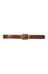 Maje Leather Belt With Square Buckle In Brown