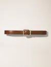 Maje Leather Belt With Square Buckle In Marron