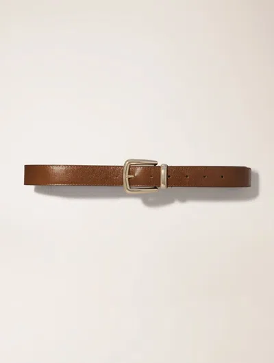 Maje Leather Belt With Square Buckle In Marron