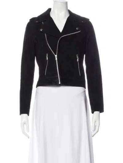 Pre-owned Maje Leather Biker Jacket In Black