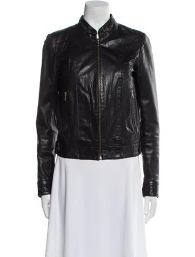 Pre-owned Maje Leather Biker Jacket In Black