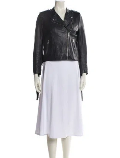 Pre-owned Maje Leather Biker Jacket In Black