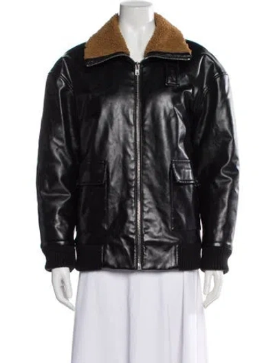 Pre-owned Maje Leather Biker Jacket In Black