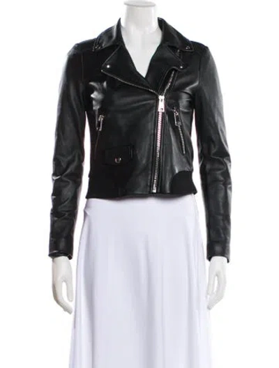 Pre-owned Maje Leather Biker Jacket In Black