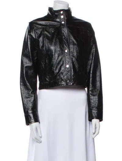 Pre-owned Maje Leather Biker Jacket In Black