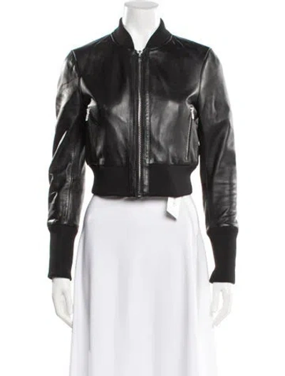 Pre-owned Maje Leather Biker Jacket In Black
