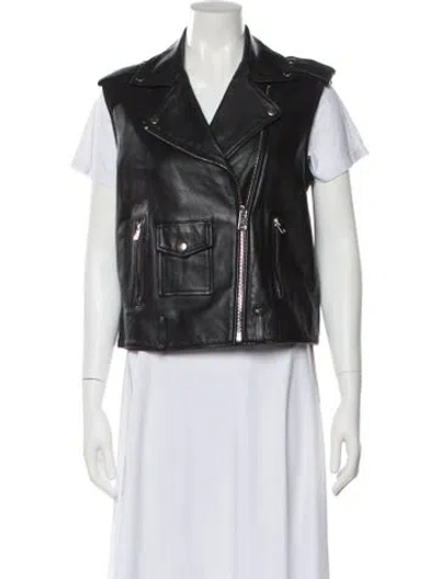 Pre-owned Maje Leather Biker Jacket In Black