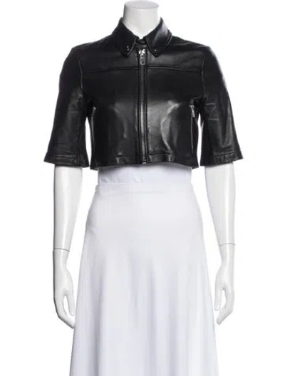 Pre-owned Maje Leather Biker Jacket In Black
