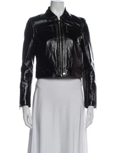 Pre-owned Maje Leather Biker Jacket In Black