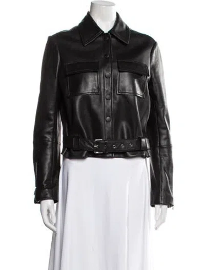 Pre-owned Maje Leather Biker Jacket In Brown