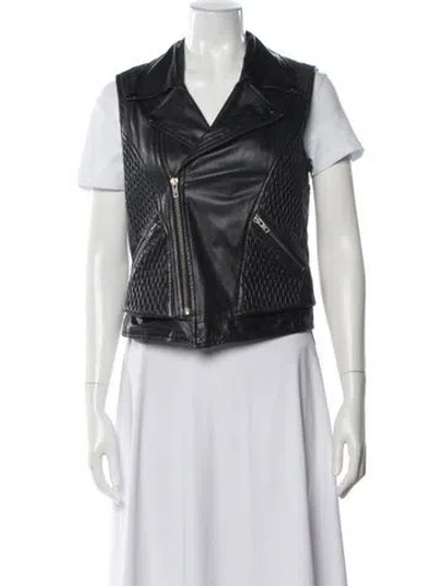 Pre-owned Maje Leather Biker Jacket In Multi