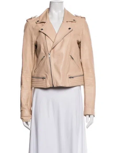 Pre-owned Maje Leather Biker Jacket In Neutral