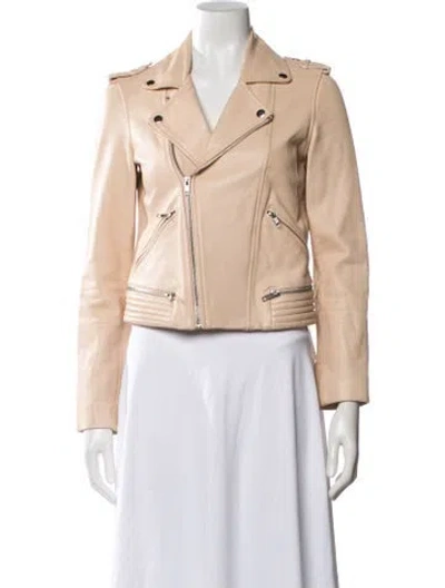 Pre-owned Maje Leather Biker Jacket In Neutrals