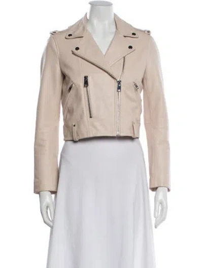 Pre-owned Maje Leather Biker Jacket In Pink