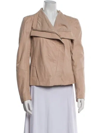 Pre-owned Maje Leather Biker Jacket In Pink