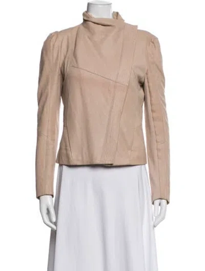 Pre-owned Maje Leather Biker Jacket In Pink