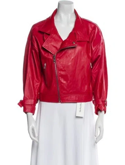Pre-owned Maje Leather Biker Jacket In Red